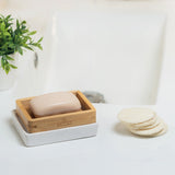 Bamboo and ceramic soap dish