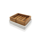 Bamboo and ceramic soap dish